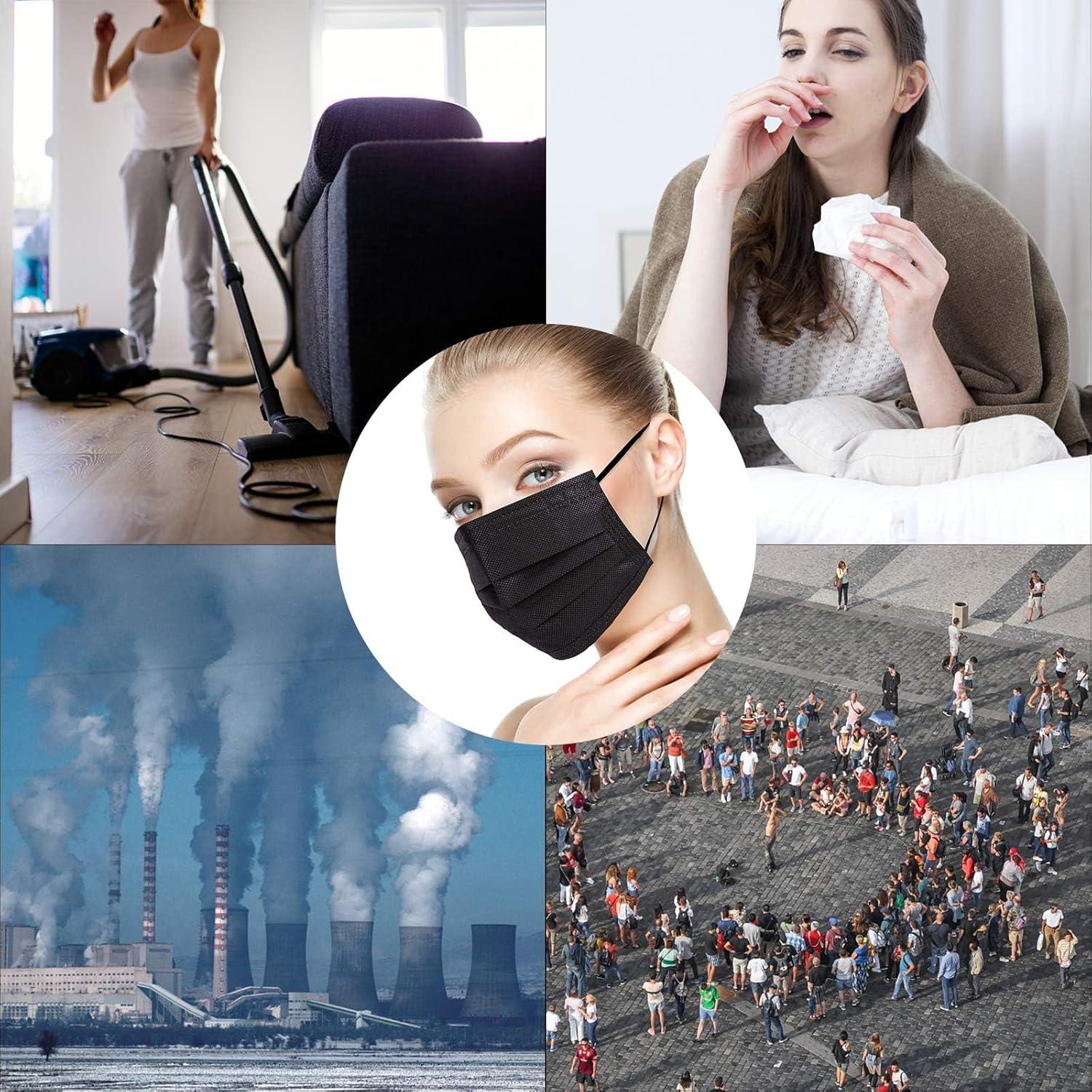 Mascarillas desechables Borje 100 PCS 3 capas negras