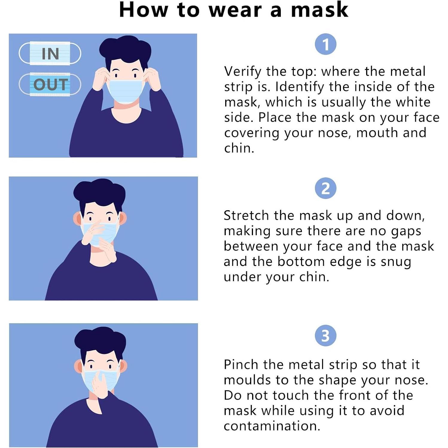 Mascarillas desechables Borje 100 PCS 3 capas negras