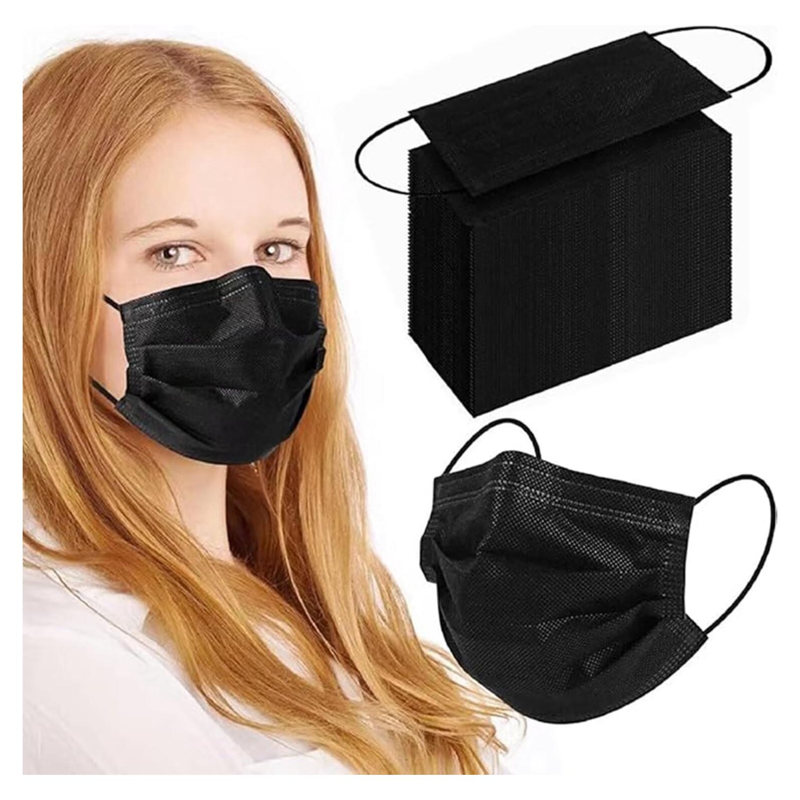 Mascarillas Desechables Negras 100 Pcs Fancrout 3 Capas