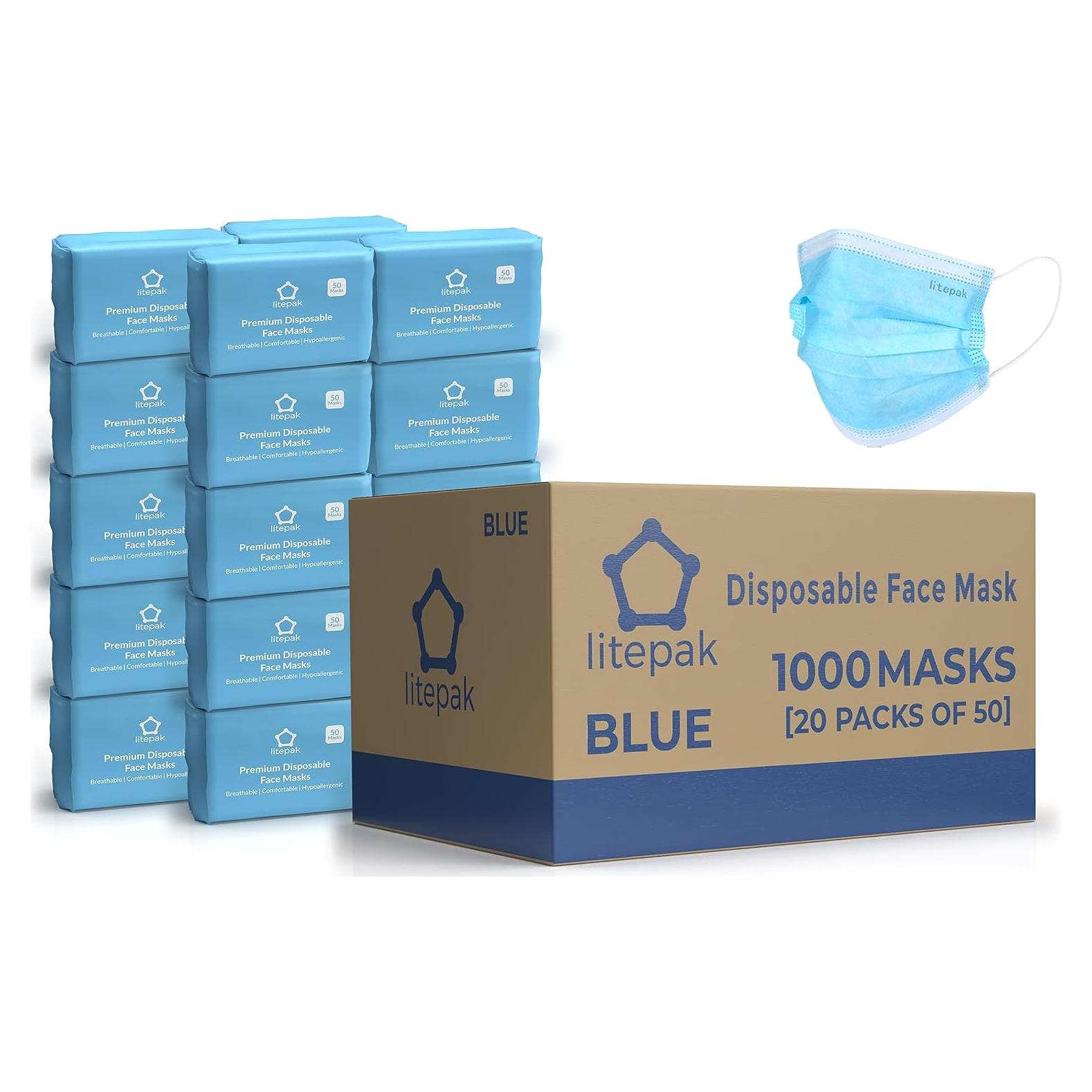 Mascarillas Desechables Litepak 1000 PCS Transpirables Azul