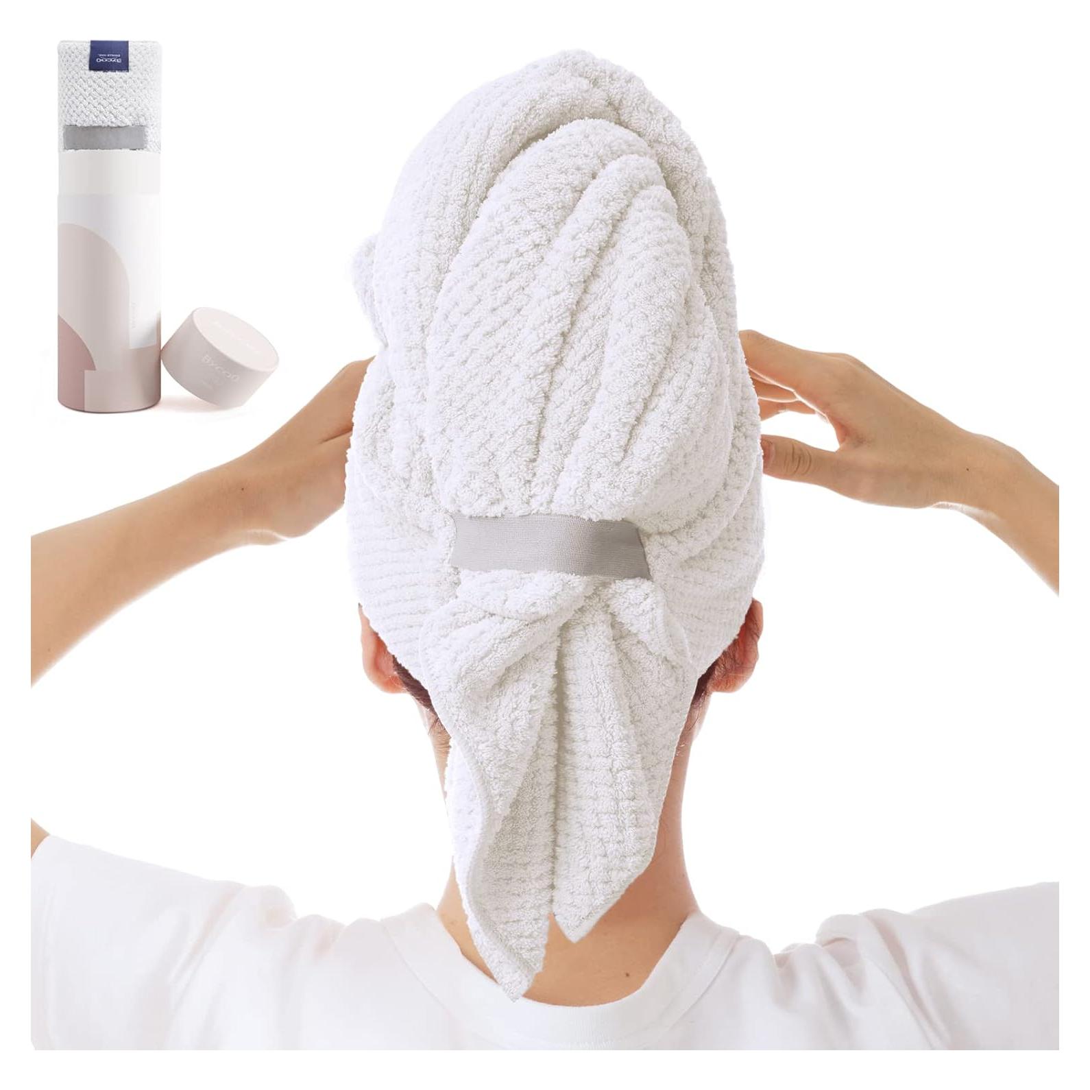 Toalla de Microfibra Grande BYCOO para Cabello Húmedo - Blanca