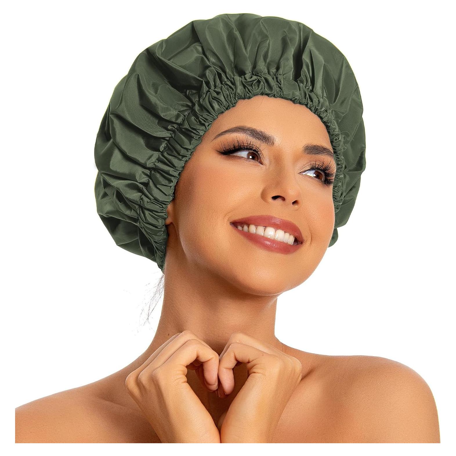 Gorro de Ducha Reutilizable Edoneery Verde Impermeable 28cm