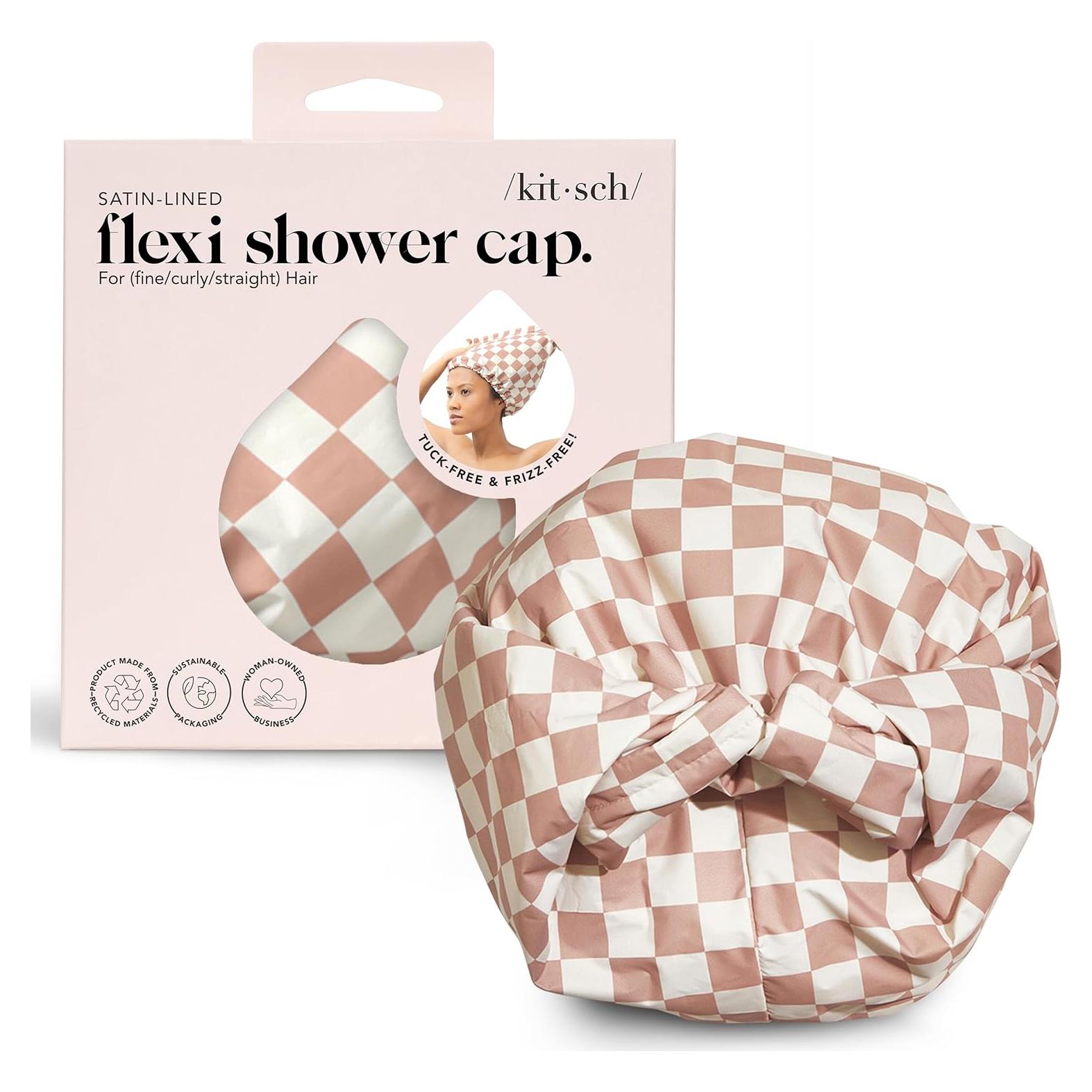 Gorro de Ducha Reutilizable Kitsch Cuadrícula Terracota