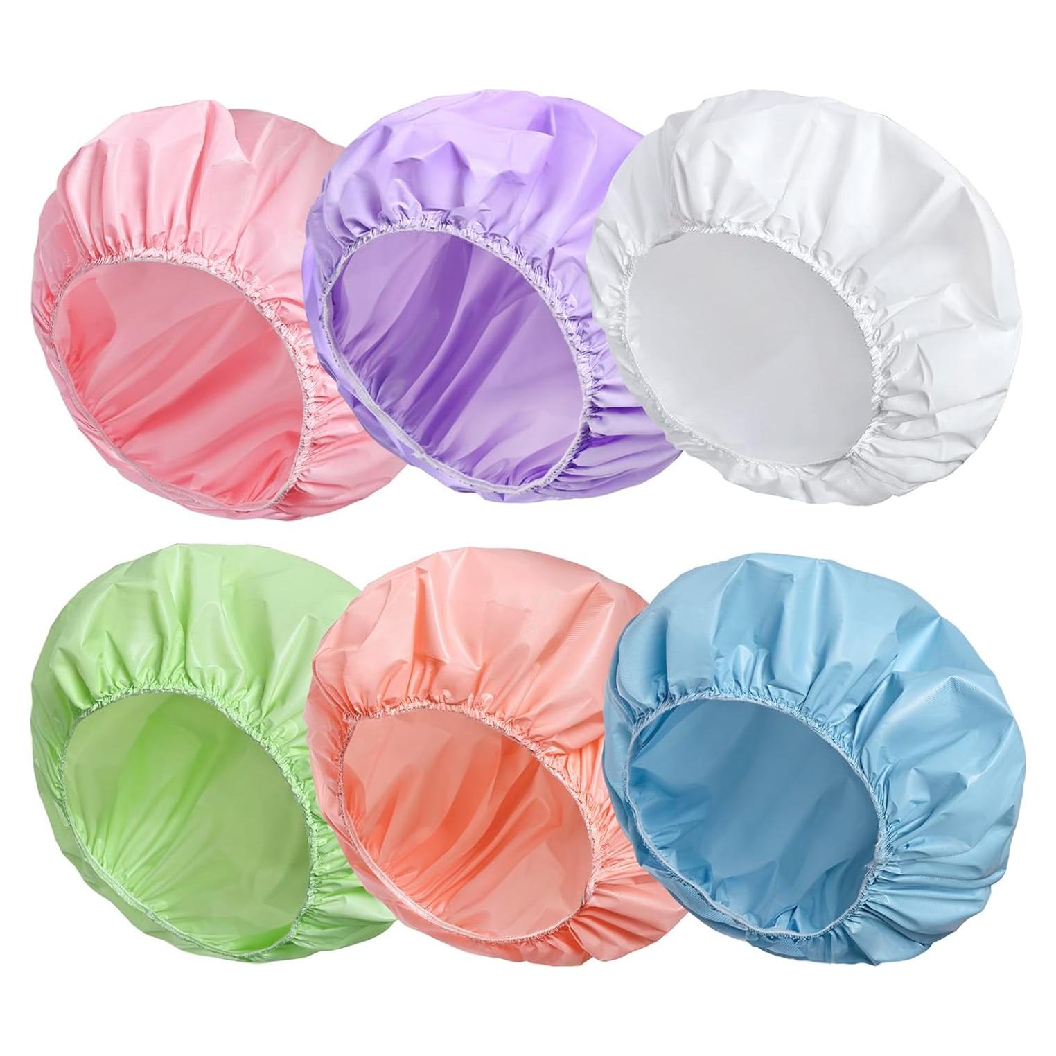 6 Gorras de Ducha Impermeables Doble Cara CHFONG Color Caramelo