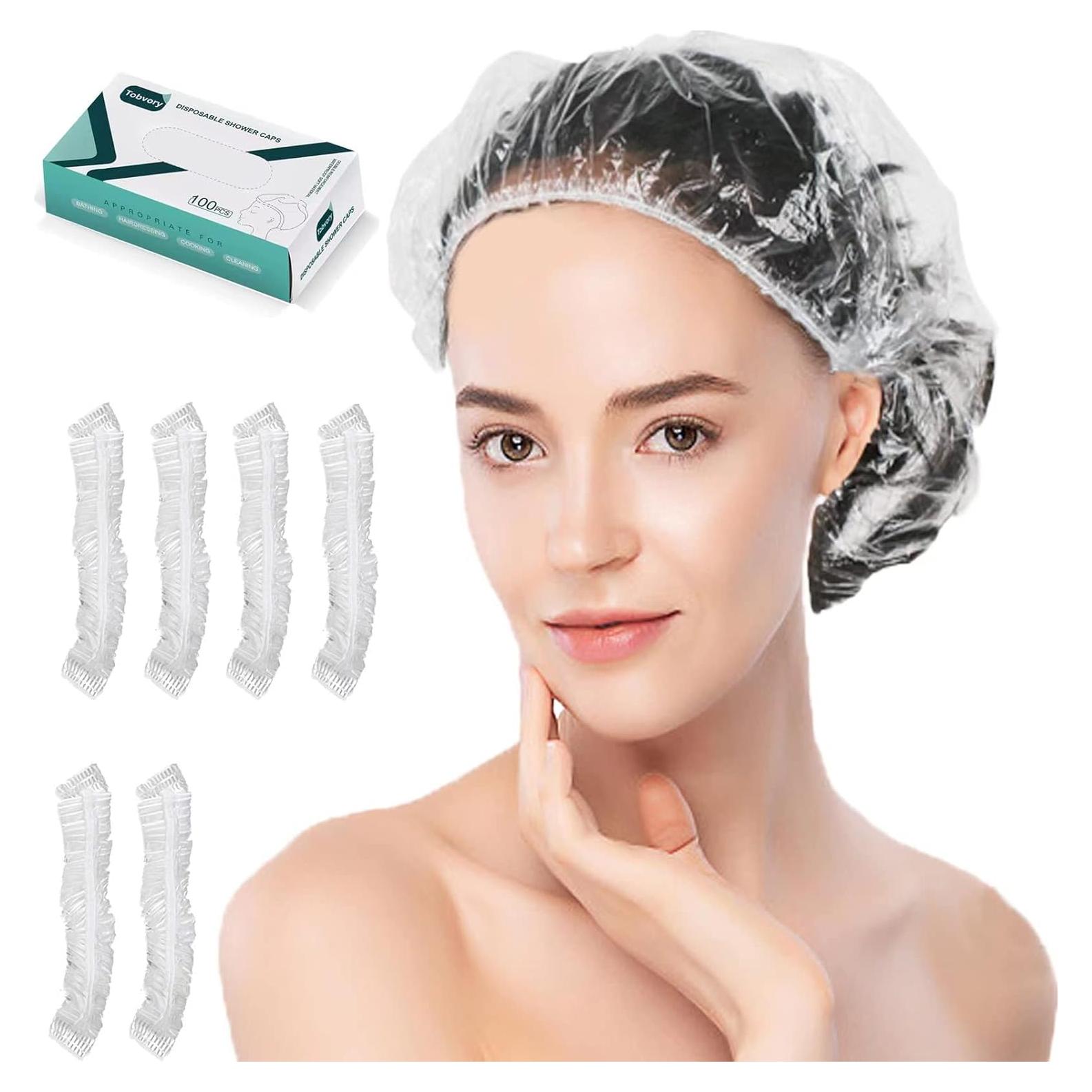 Gorros de Ducha Desechables Tobvory - 100 Unidades Impermeables