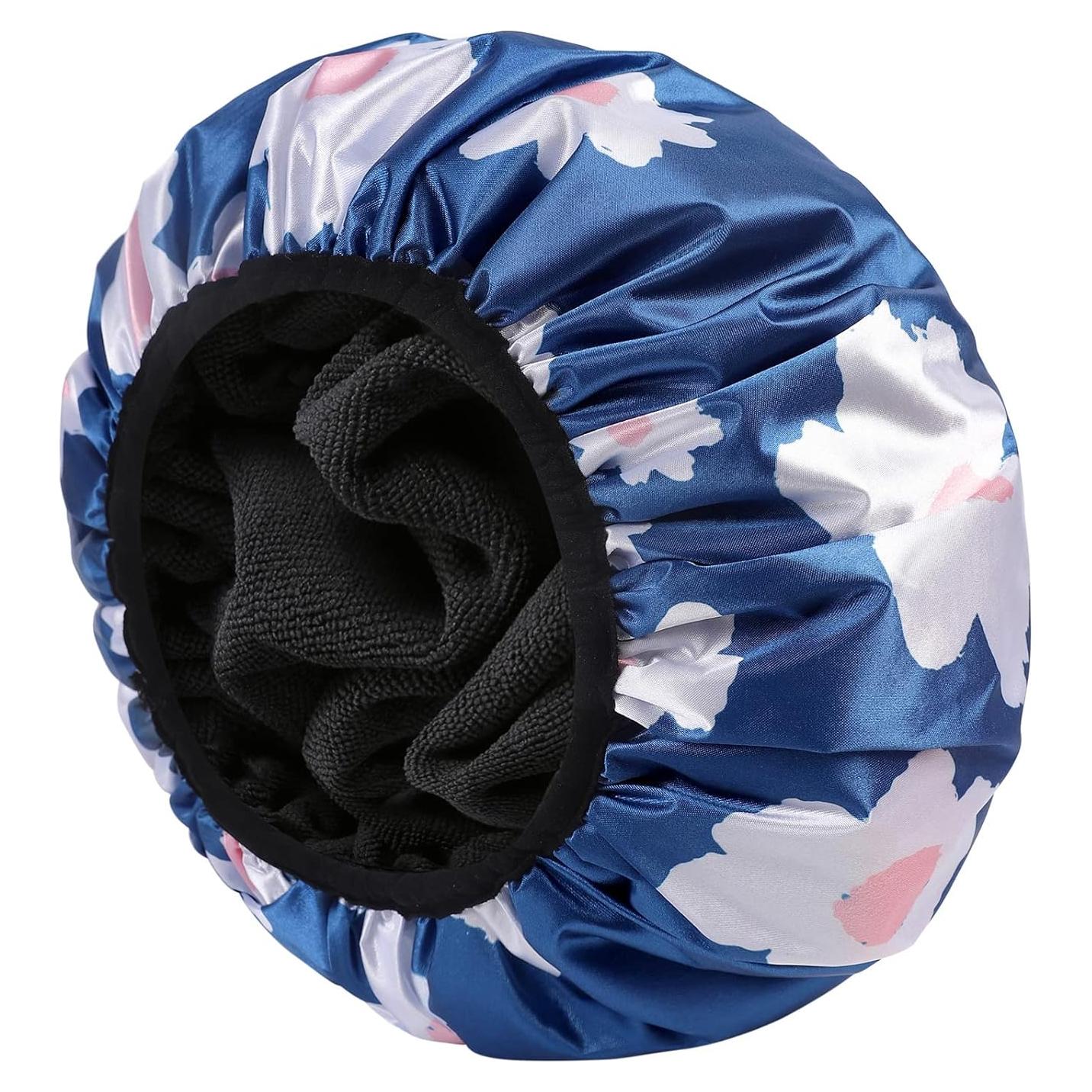 Gorro de Ducha YIZIJIZI Grande 32cm Toalla Impermeable Azul