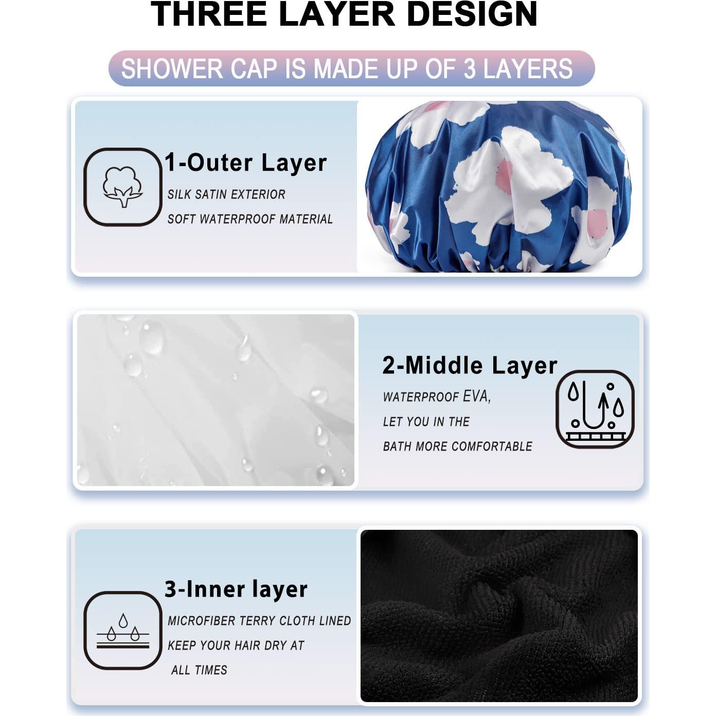 Gorro de Ducha YIZIJIZI Grande 32cm Toalla Impermeable Azul