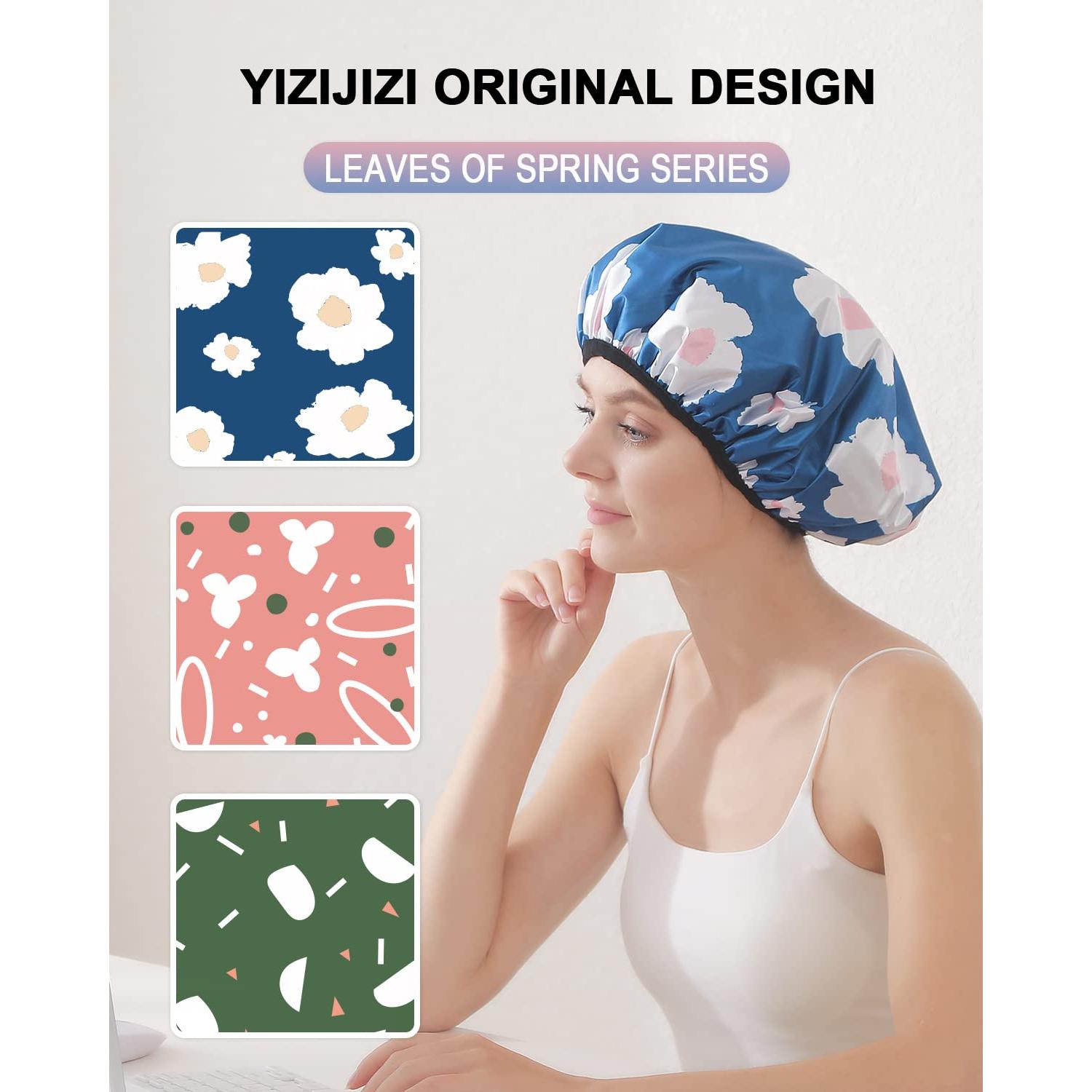 Gorro de Ducha YIZIJIZI Grande 32cm Toalla Impermeable Azul