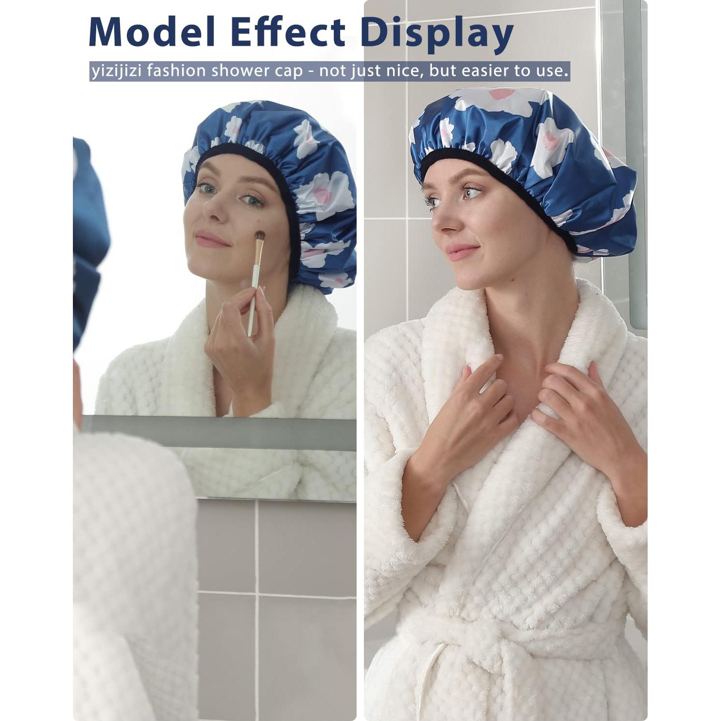 Gorro de Ducha YIZIJIZI Grande 32cm Toalla Impermeable Azul