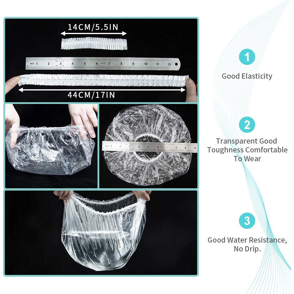50 Gorras de Ducha Desechables AIDIQIU Transparentes 44cm
