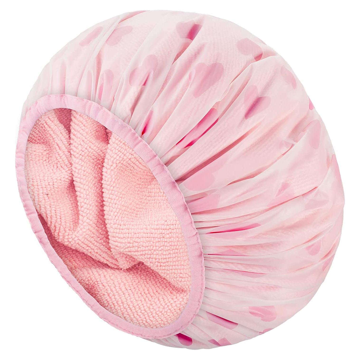 Gorro de Ducha Auban Rosa Impermeable Doble Capa Toalla