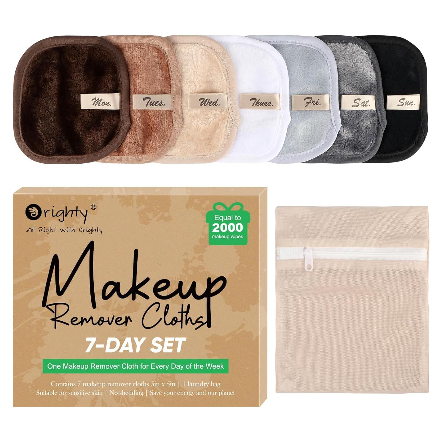 Set de Paños Desmaquillantes Orighty 7 Días Reutilizables