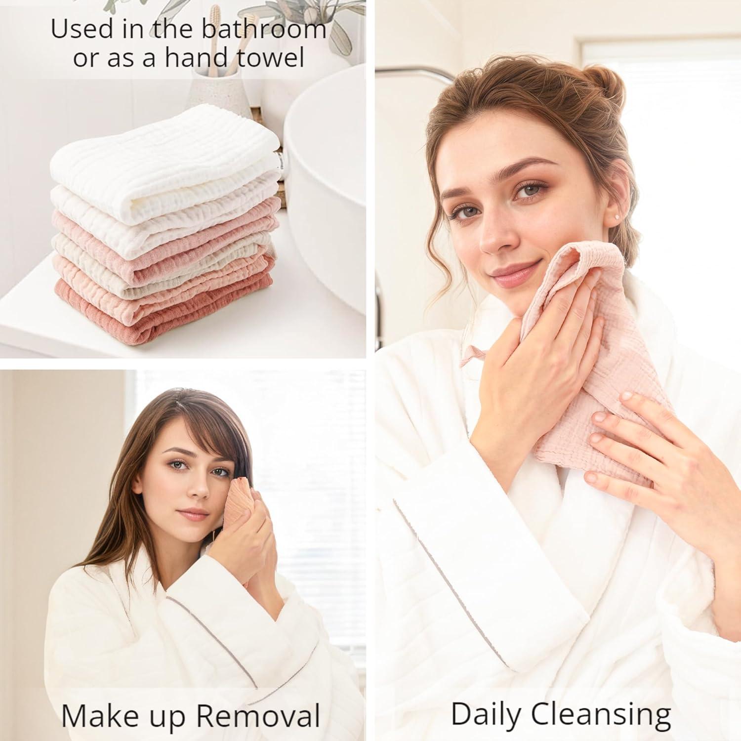 Paquete de 6 Paños de Algodón Konssy para la Cara 28x28 cm