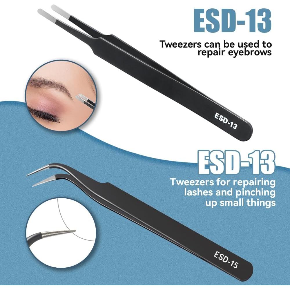 Juego de 6 Pinzas de Precisión CHERALKEST Acero Inoxidable ESD