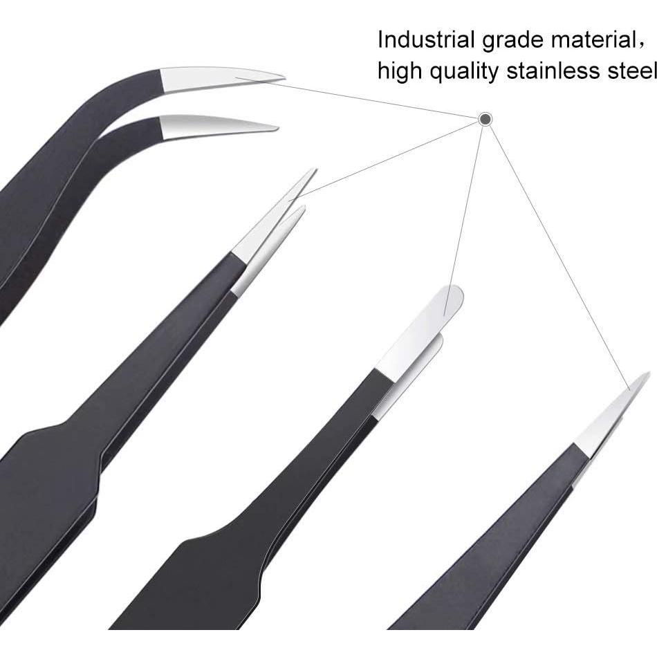 Juego de Pinzas de Precisión Kaverme 6 Piezas Acero Inoxidable