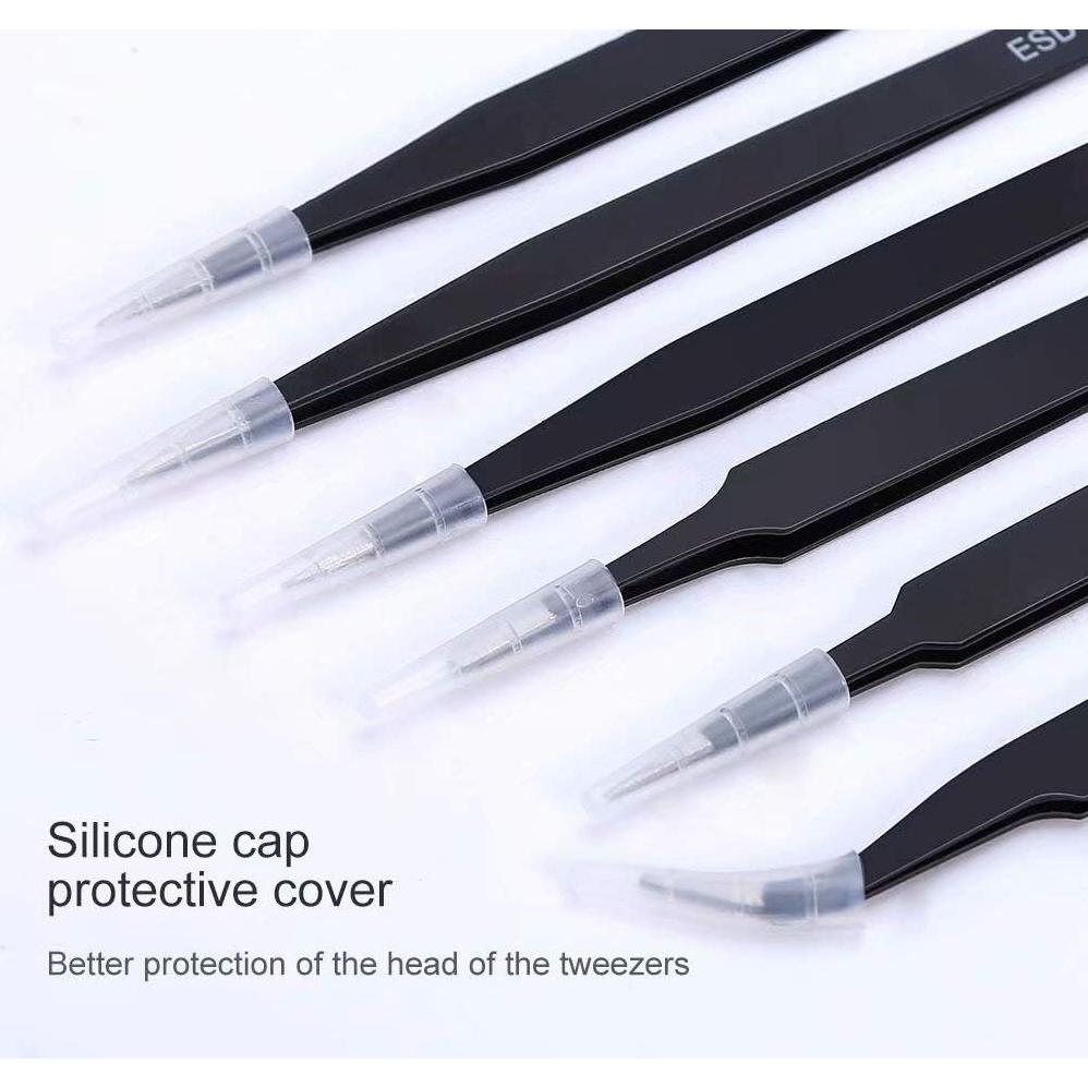 Juego de Pinzas de Precisión Kaverme 6 Piezas Acero Inoxidable