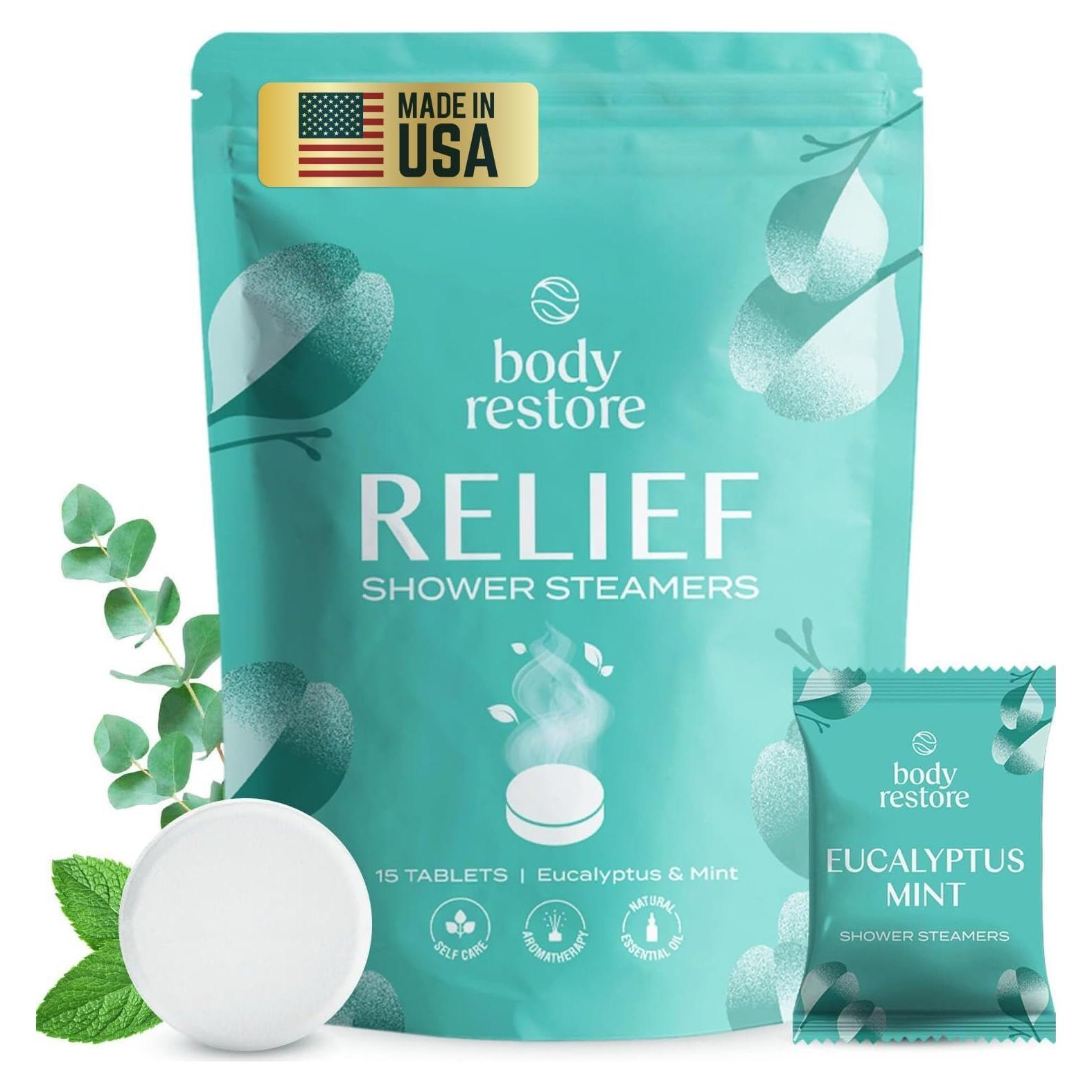 Cápsulas de Vapor de Ducha Aromaterapia Body Restore 15 Pzas Eucalipto