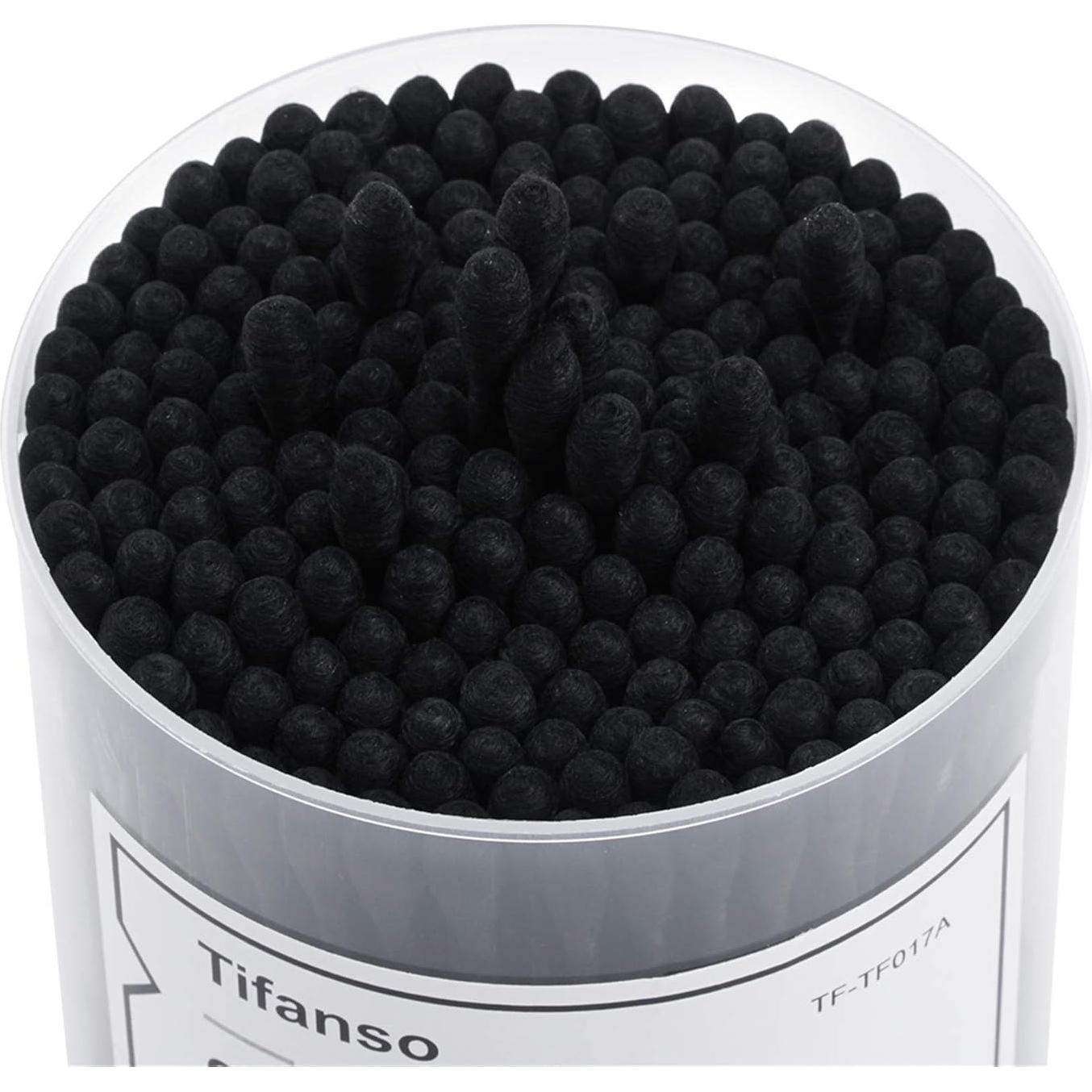 Bastones de Algodón Negros Tifanso - 200 Unidades Hipoalergénicos