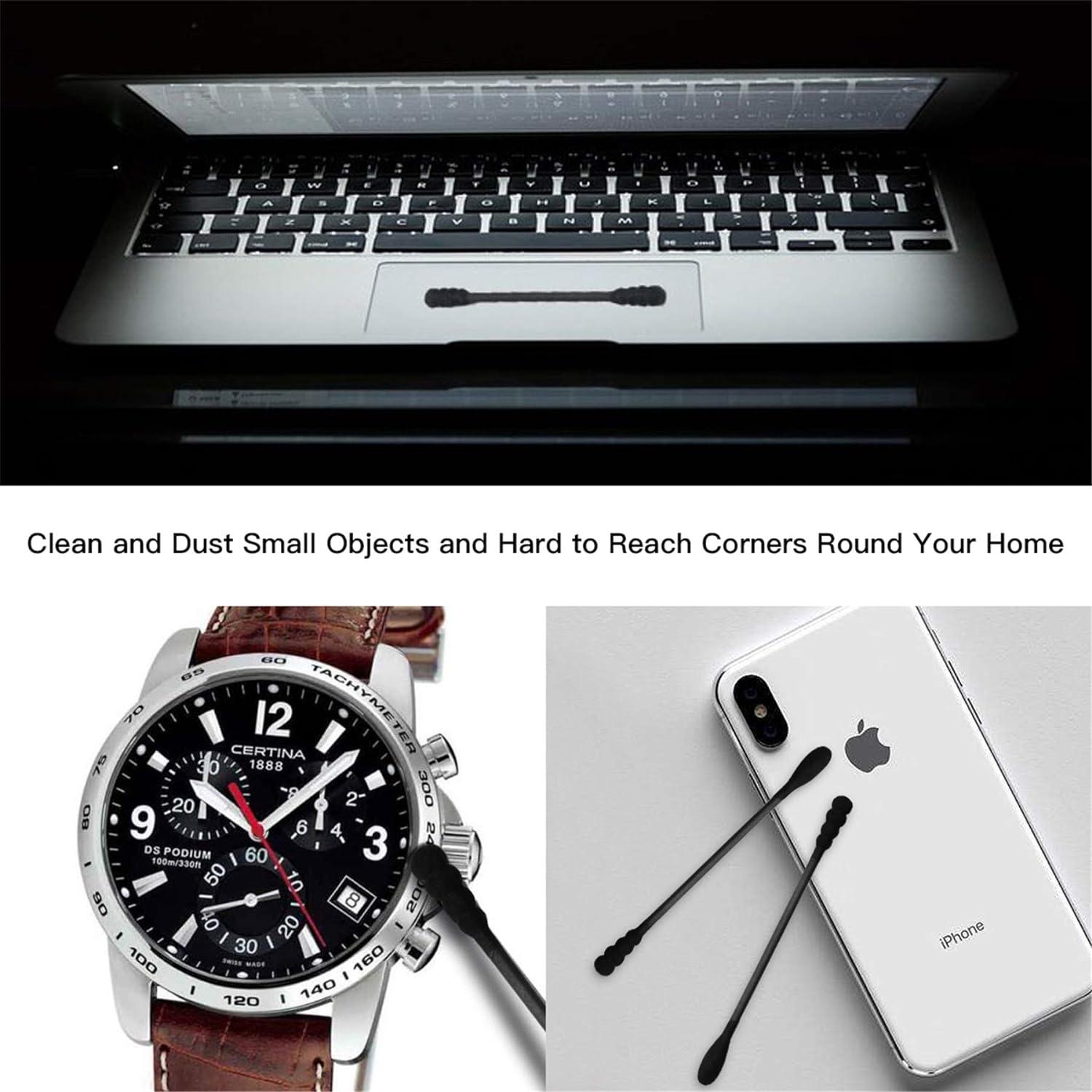 Bastones de Algodón Negros Tifanso - 200 Unidades Hipoalergénicos