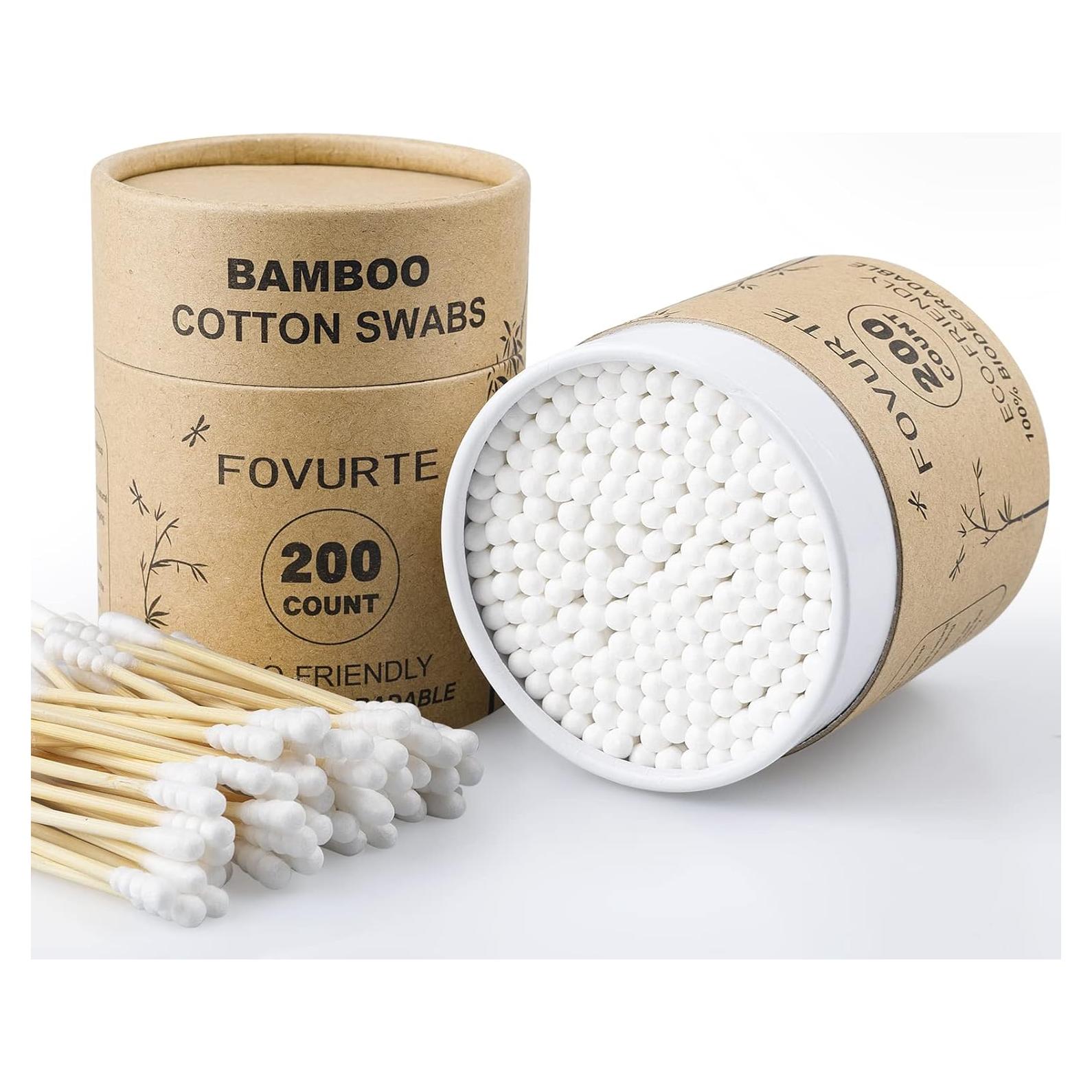 Hisopos de Algodón de Bambú FOVURTE 400 Piezas Orgánicos