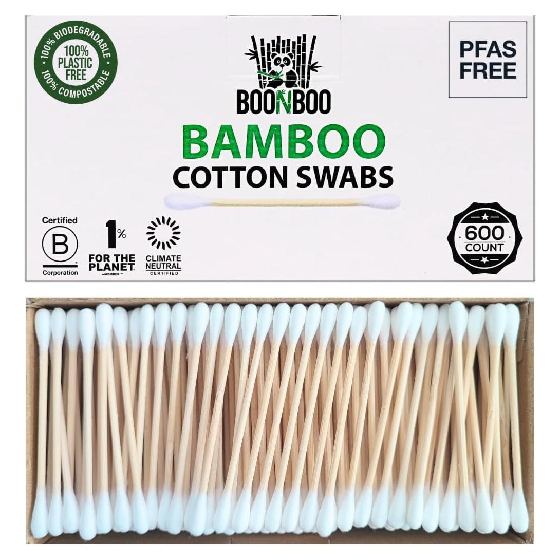 Hisopos de Algodón de Bambú BOONBOO 600 Unidades Sin PFAS