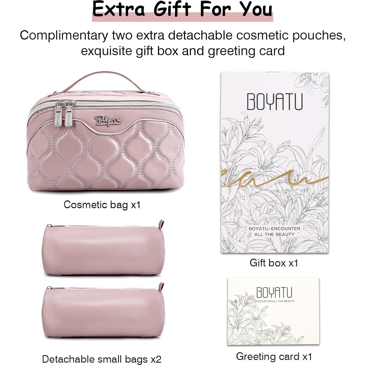 Set de 3 Bolsas de Maquillaje BOYATU Rosa - Organizador Impermeable