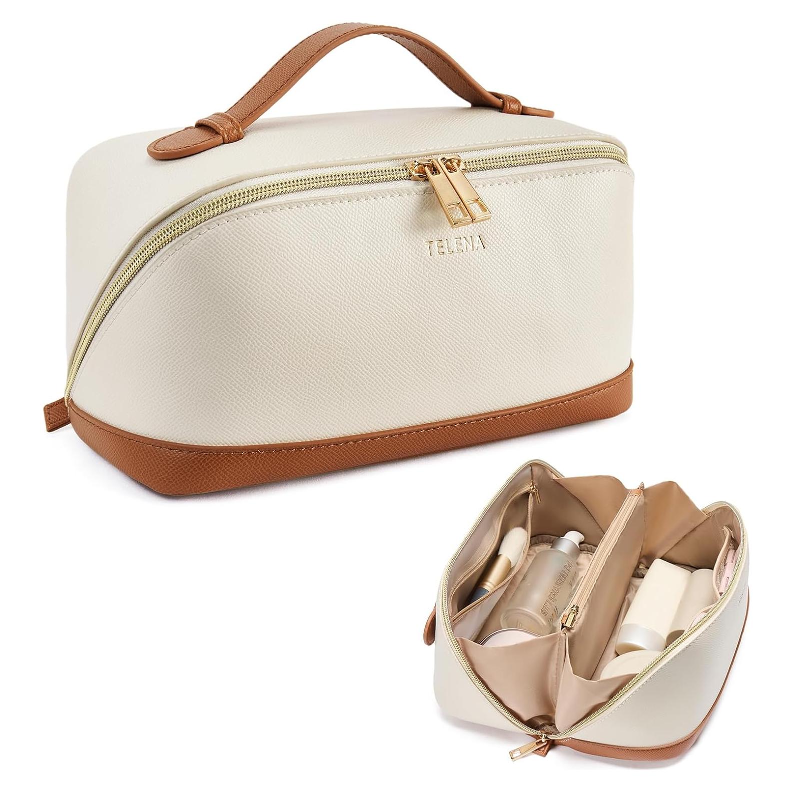 Bolsa de Maquillaje Telena Grande Resistente al Agua Beige