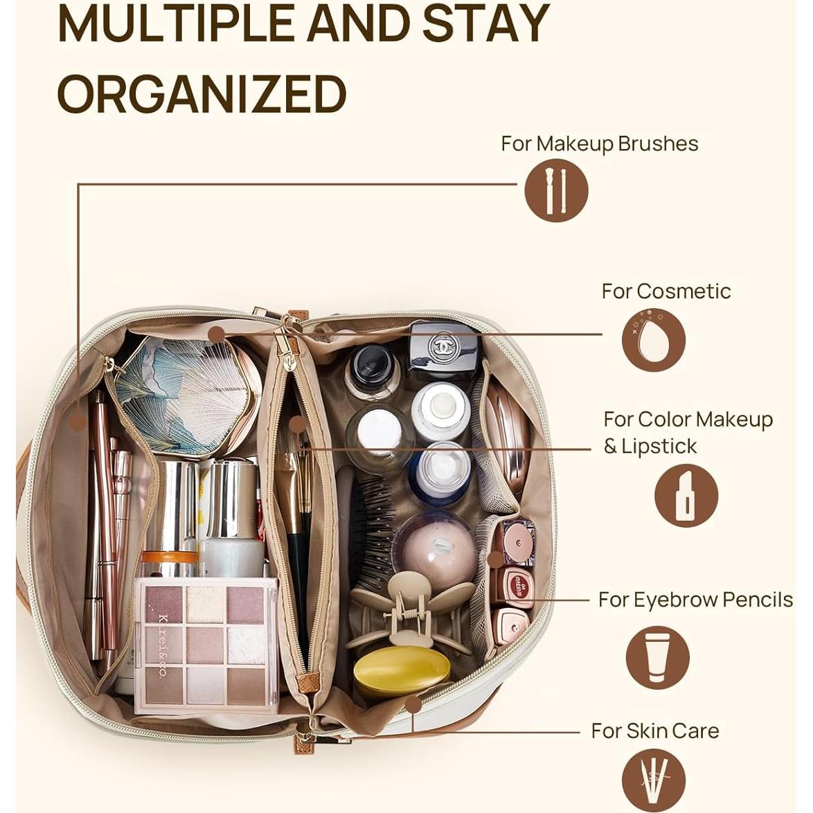 Bolsa de Maquillaje Telena Grande Resistente al Agua Beige