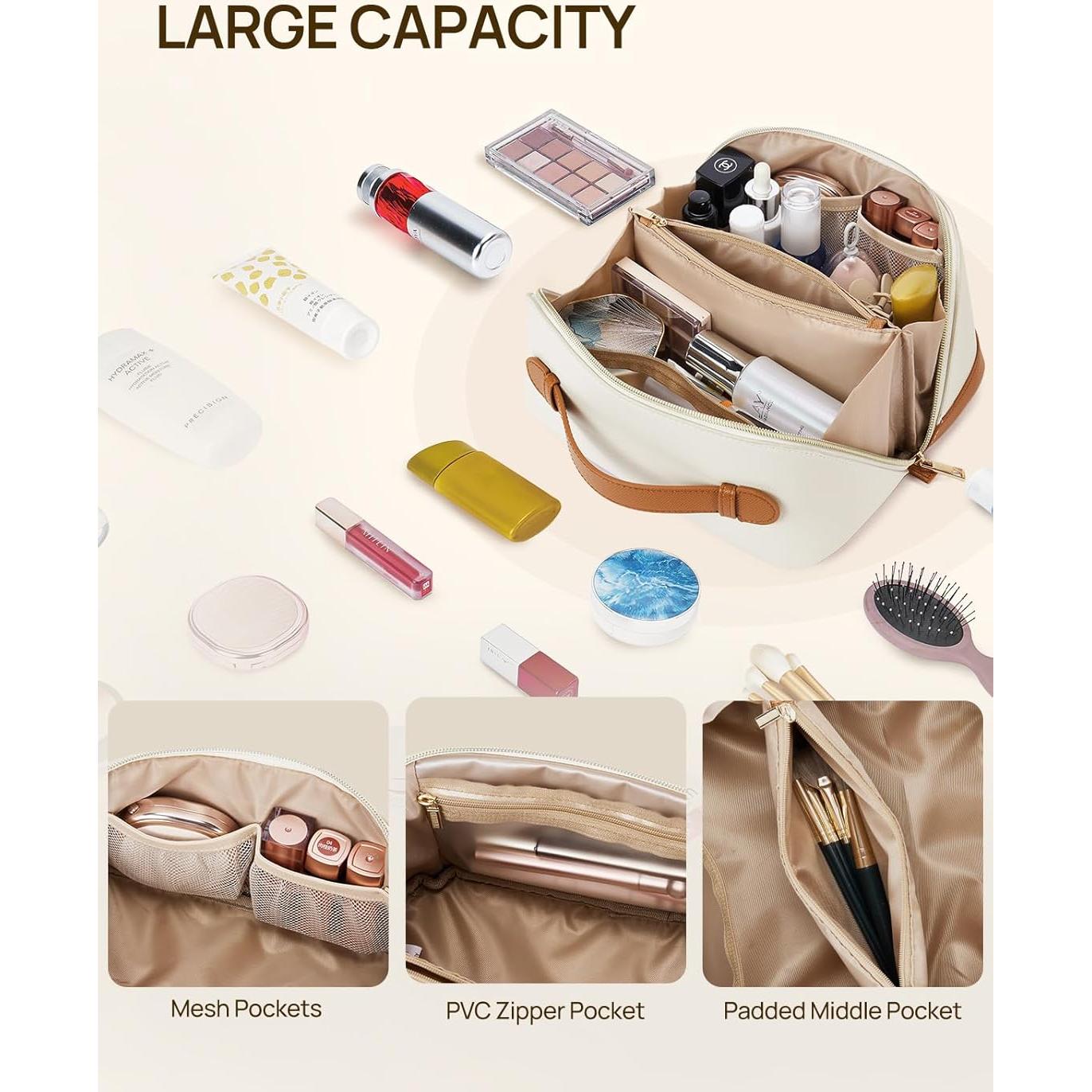 Bolsa de Maquillaje Telena Grande Resistente al Agua Beige