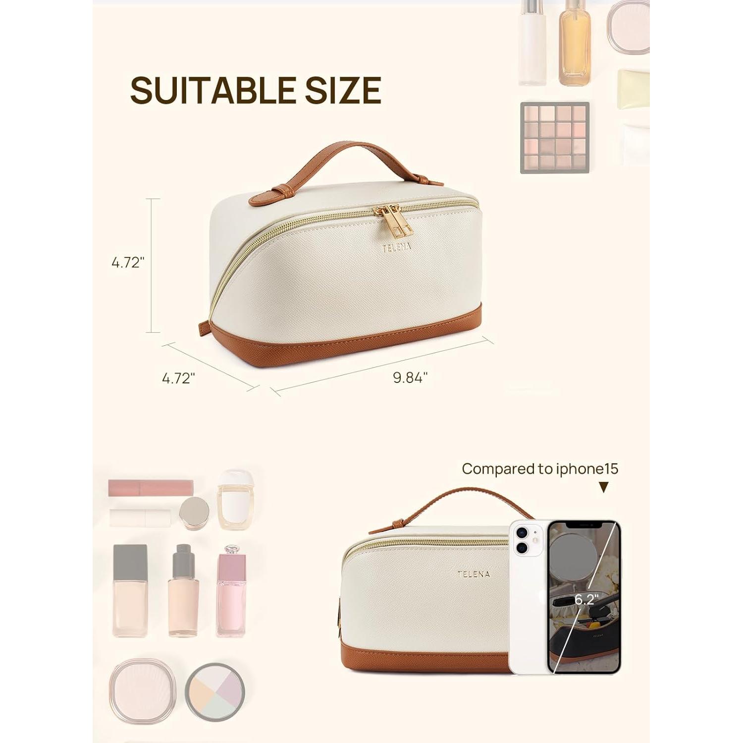 Bolsa de Maquillaje Telena Grande Resistente al Agua Beige