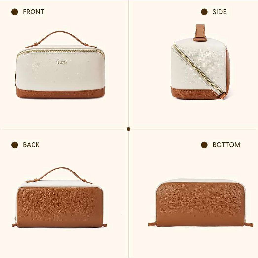 Bolsa de Maquillaje Telena Grande Resistente al Agua Beige