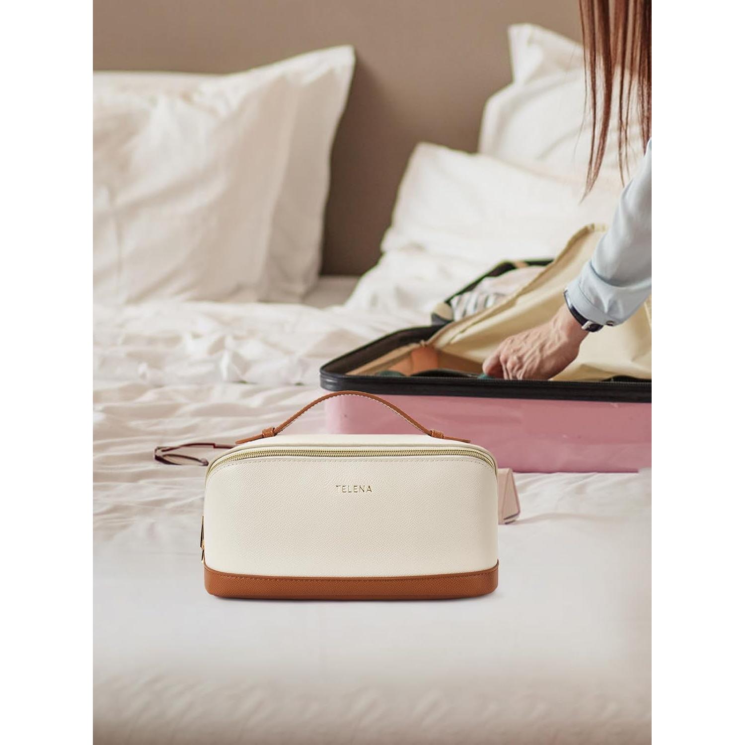 Bolsa de Maquillaje Telena Grande Resistente al Agua Beige