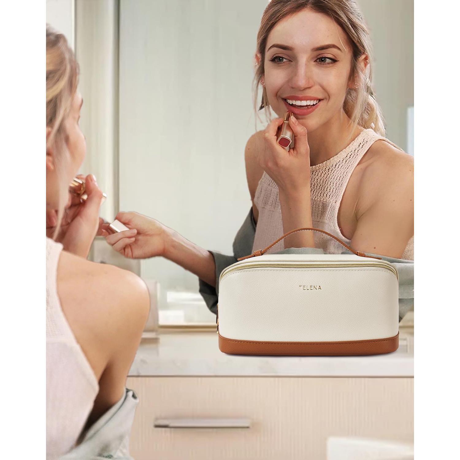 Bolsa de Maquillaje Telena Grande Resistente al Agua Beige