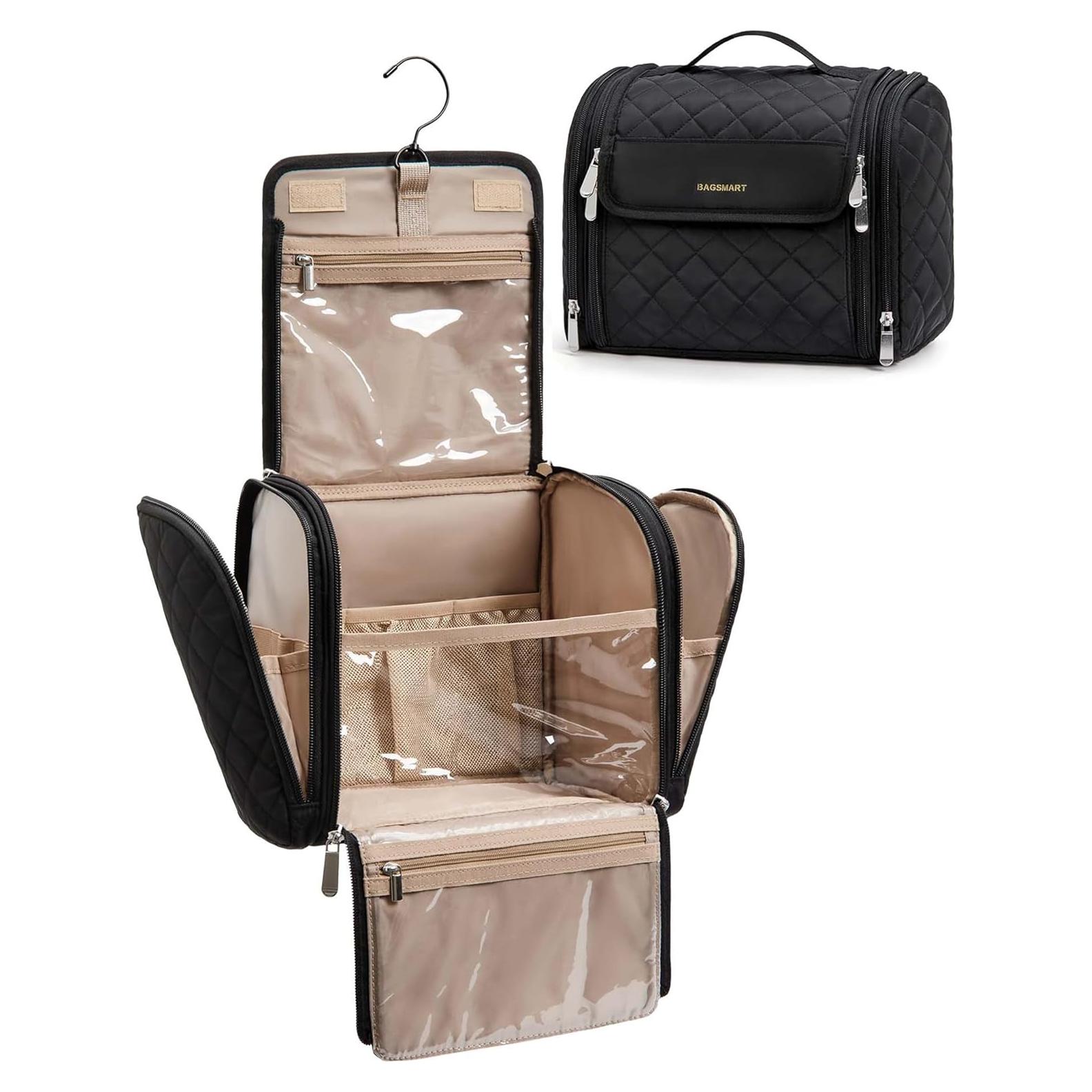 BAGSMART Bolsa de Maquillaje Colgante Grande Negra - Organizador de Viaje