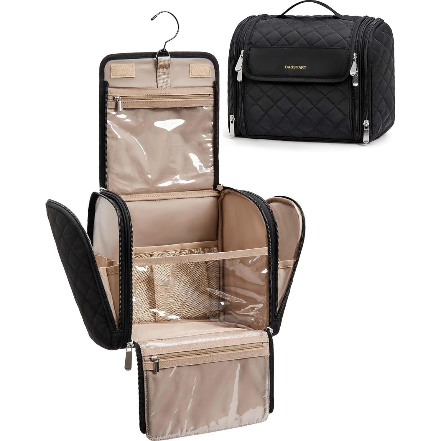 BAGSMART Bolsa de Maquillaje Colgante Grande Negra - Organizador de Viaje