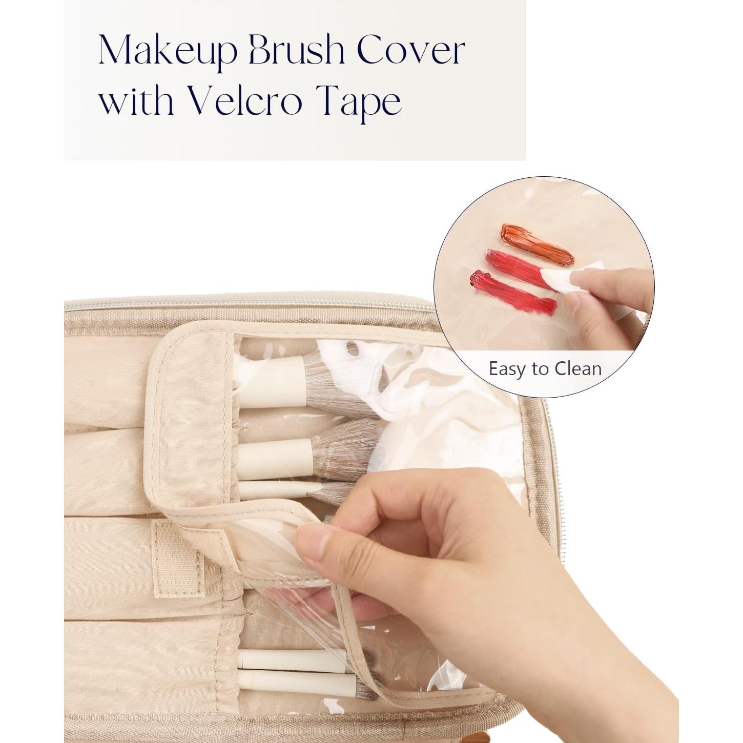 Bolsa de Maquillaje Prite Beige, Organizador Impermeable 24x16.5cm