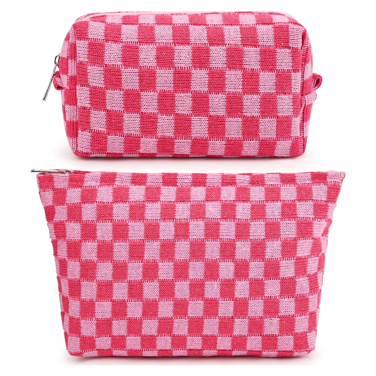 Bolsa de Maquillaje Grande SOIDRAM Cuadros Rosa 27.9x15.2 cm