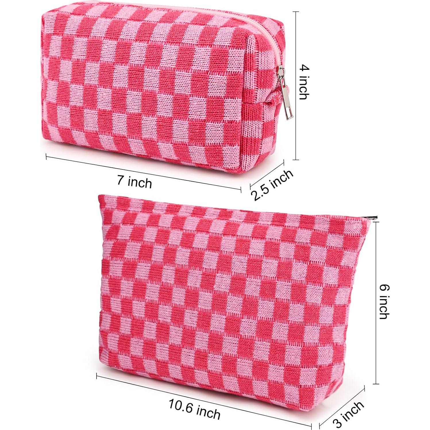 Bolsa de Maquillaje Grande SOIDRAM Cuadros Rosa 27.9x15.2 cm