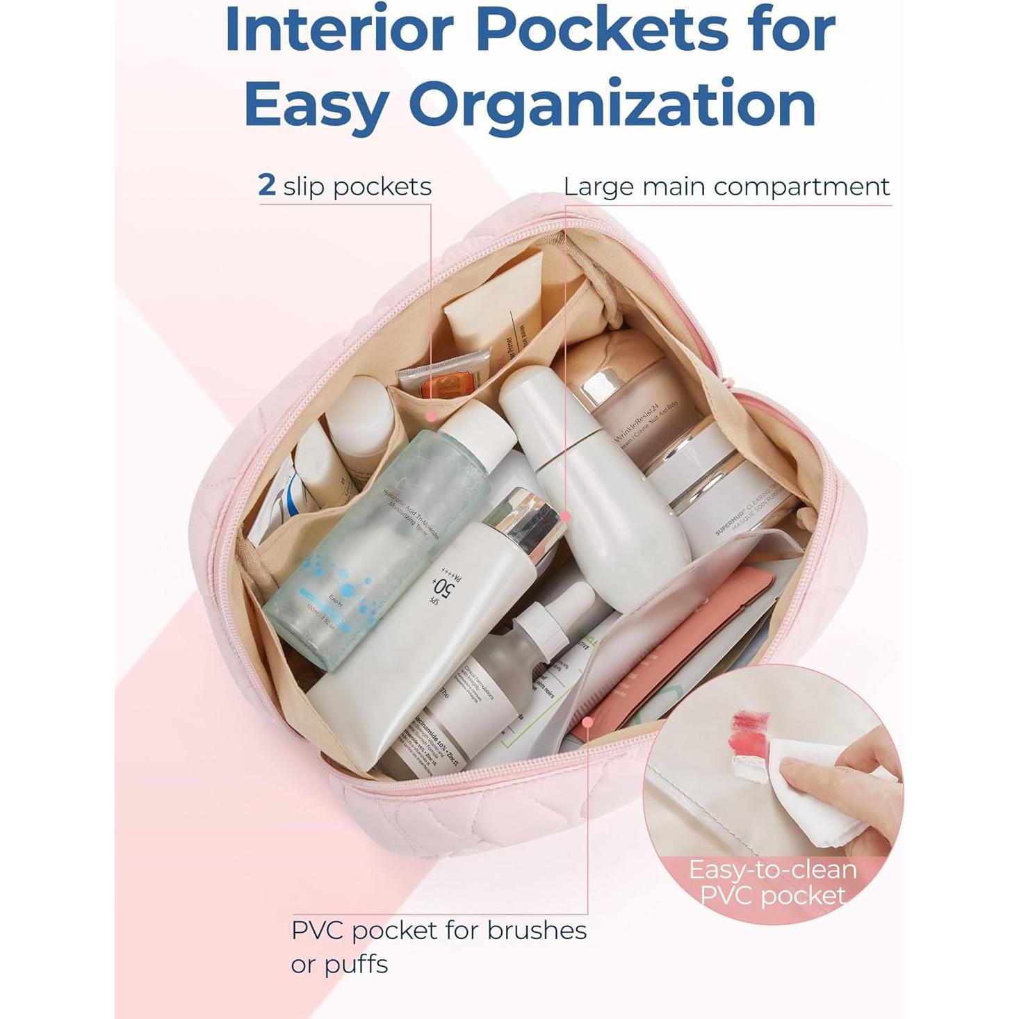 Bolsa de Maquillaje Acolchada BAGSMART Rosa 23x10.2x15 cm