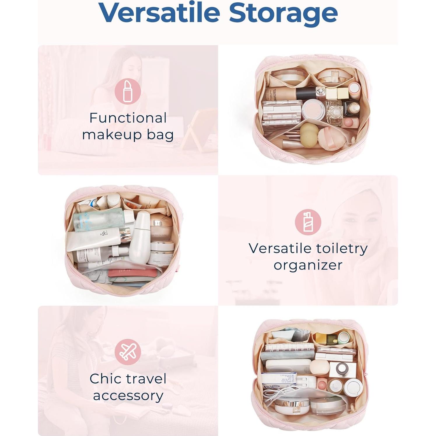 Bolsa de Maquillaje Acolchada BAGSMART Rosa 23x10.2x15 cm