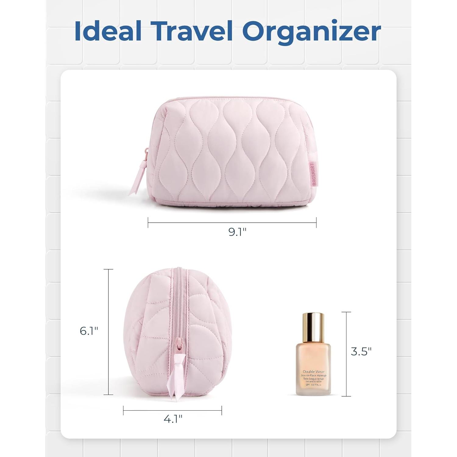 Bolsa de Maquillaje Acolchada BAGSMART Rosa 23x10.2x15 cm