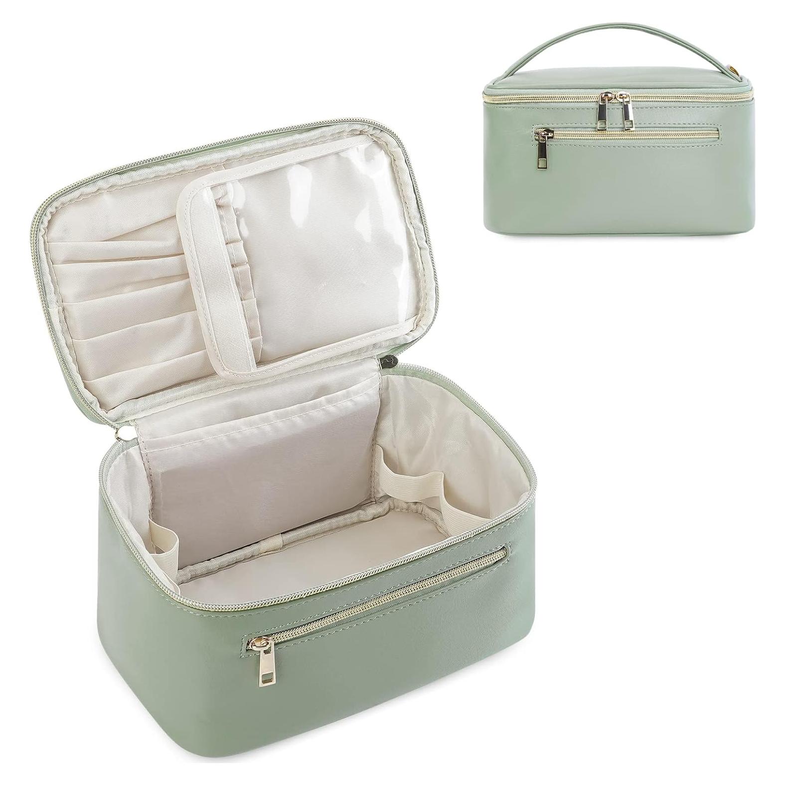 Bolsa de Maquillaje Wandering Nature Verde Salvia, Cuero Vegano