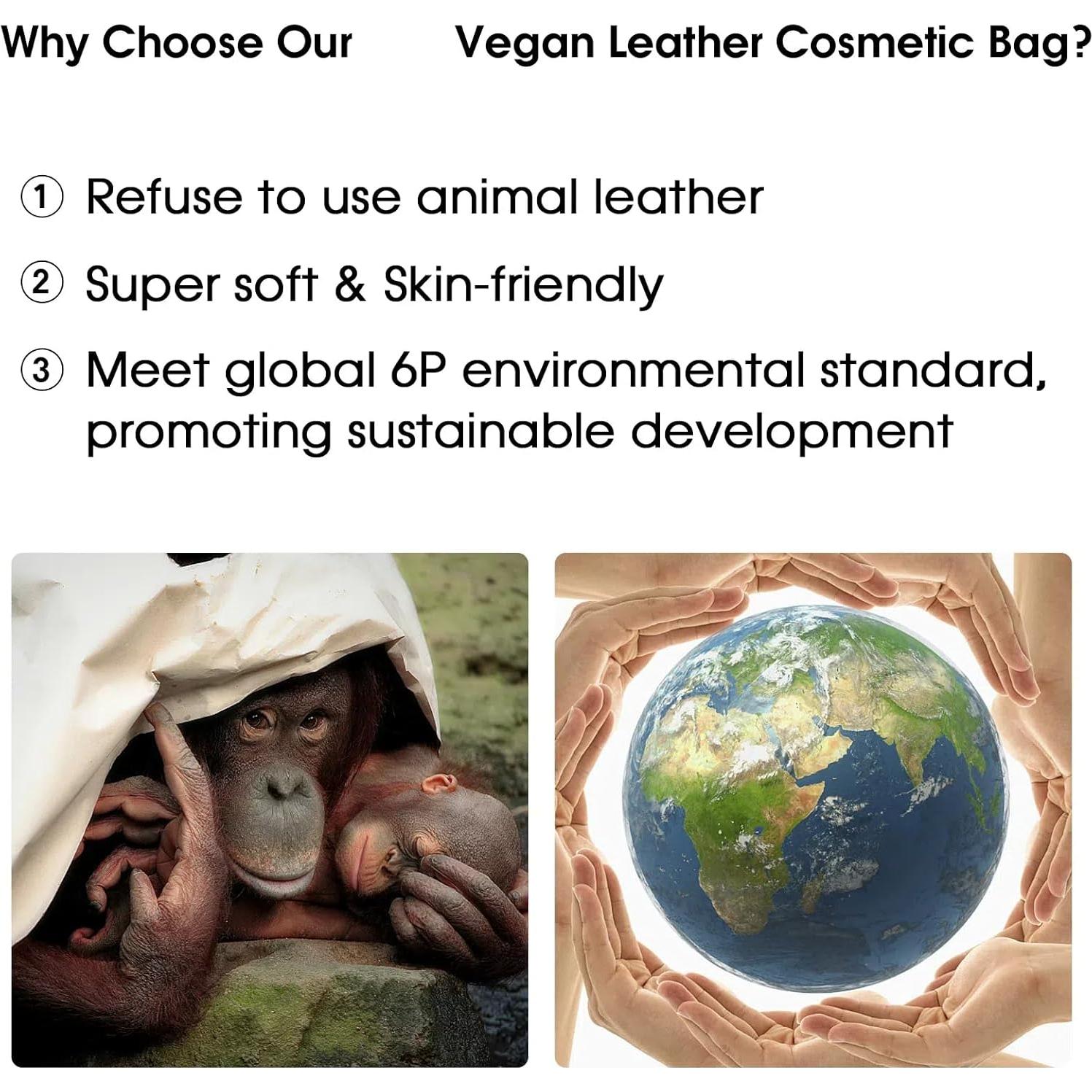 Bolsa de Maquillaje Wandering Nature Verde Salvia, Cuero Vegano