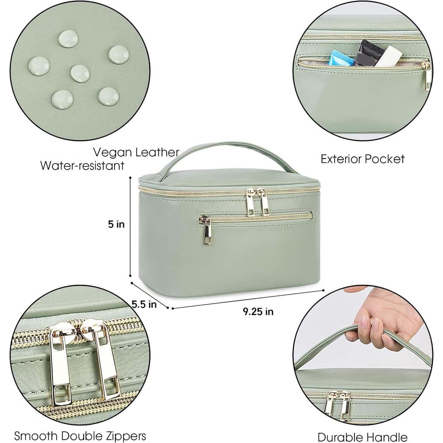 Bolsa de Maquillaje Wandering Nature Verde Salvia, Cuero Vegano