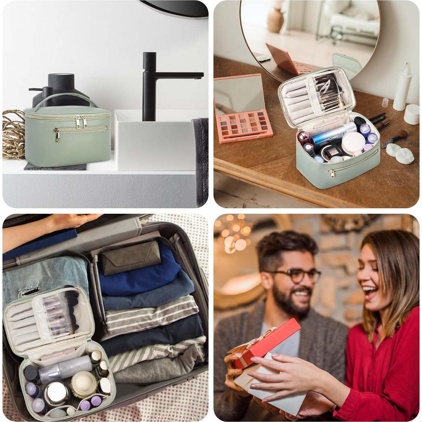 Bolsa de Maquillaje Wandering Nature Verde Salvia, Cuero Vegano