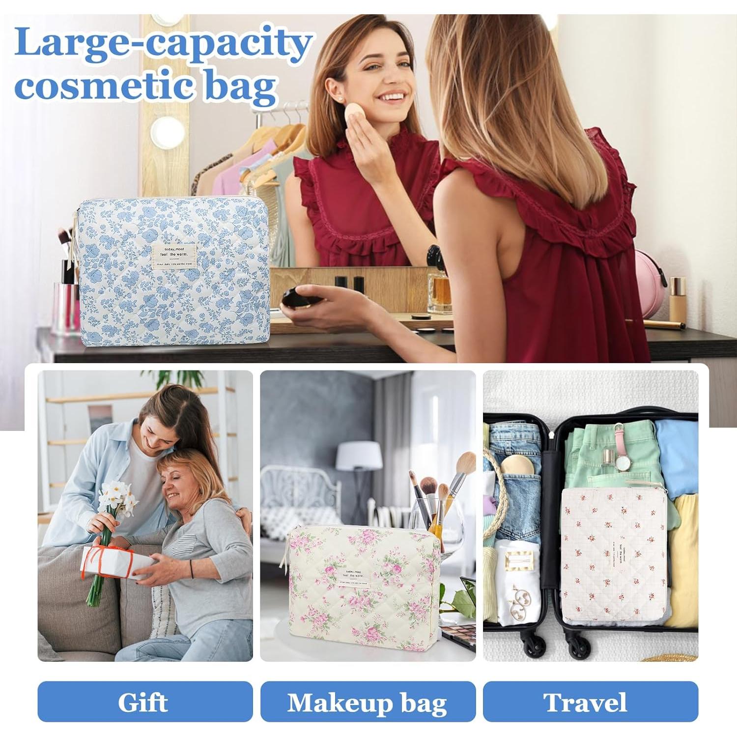 Bolsa de Maquillaje Floral Gosect 15x12x5 cm Acolchada