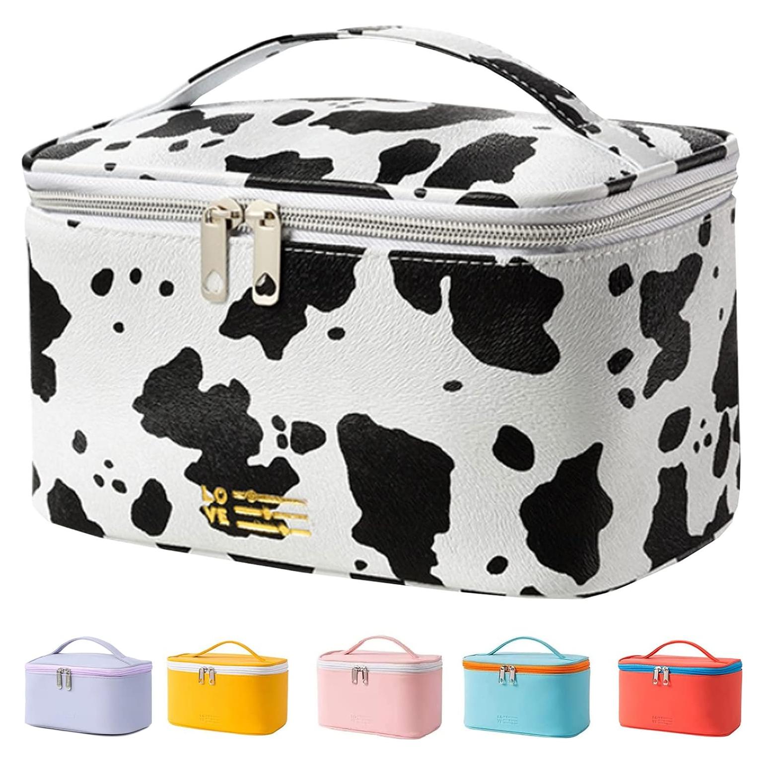 Bolsa de Maquillaje Portátil KITENROM Impresión de Vaca 22.8x15.2cm