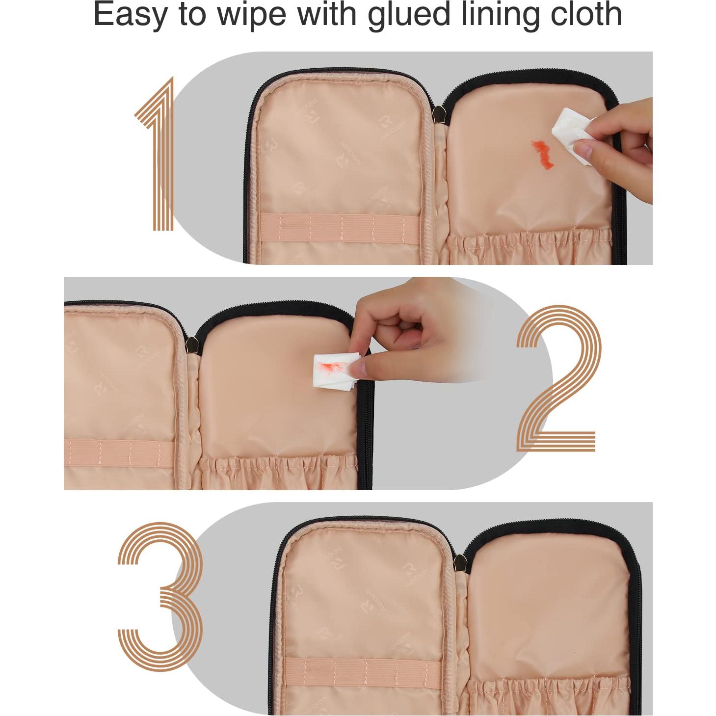 Bolsa de Maquillaje Relavel Negra Doble Capa Impermeable 22.5x13cm