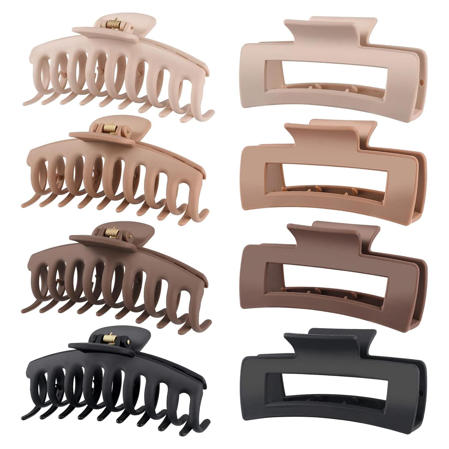 Pinzas para el cabello LuSeren grandes 11x4.7x5 cm colores neutros