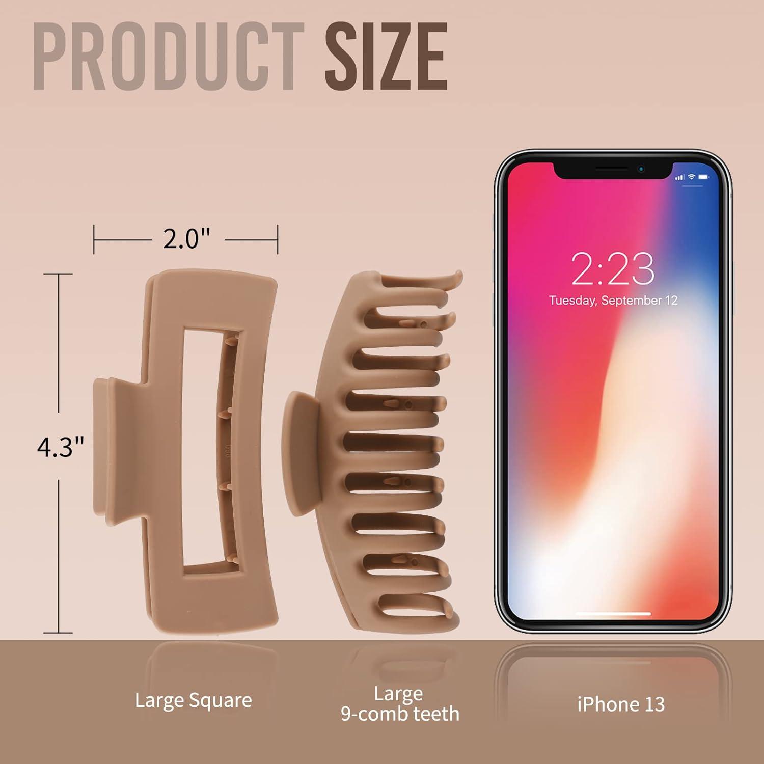 Pinzas para el cabello LuSeren grandes 11x4.7x5 cm colores neutros